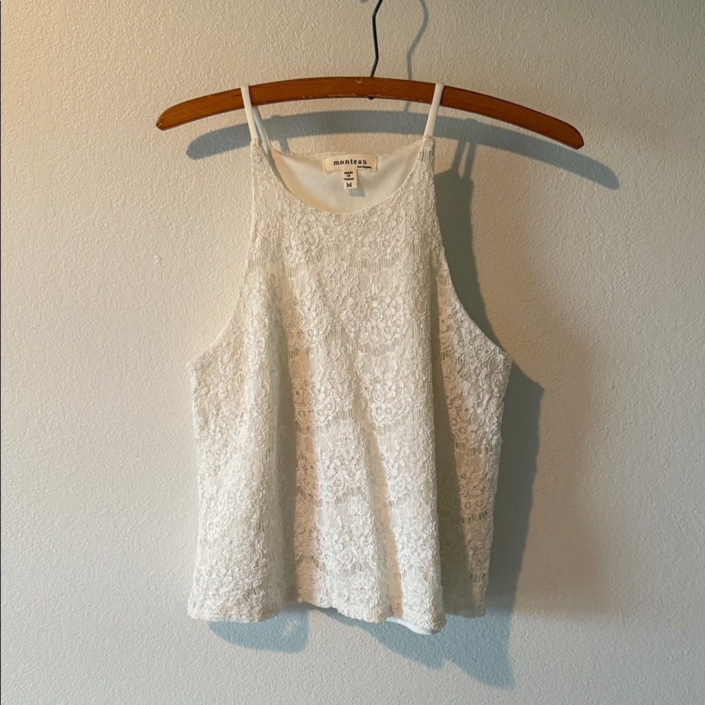 Monteau Los Angeles White Halter Top Size M
